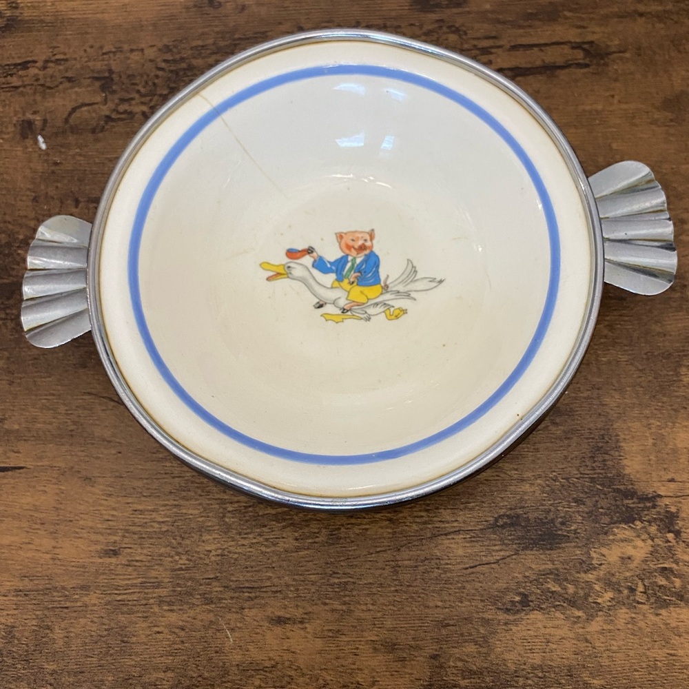 Vintage Bartsch Porcelain Baby Food Warmer Bowl
